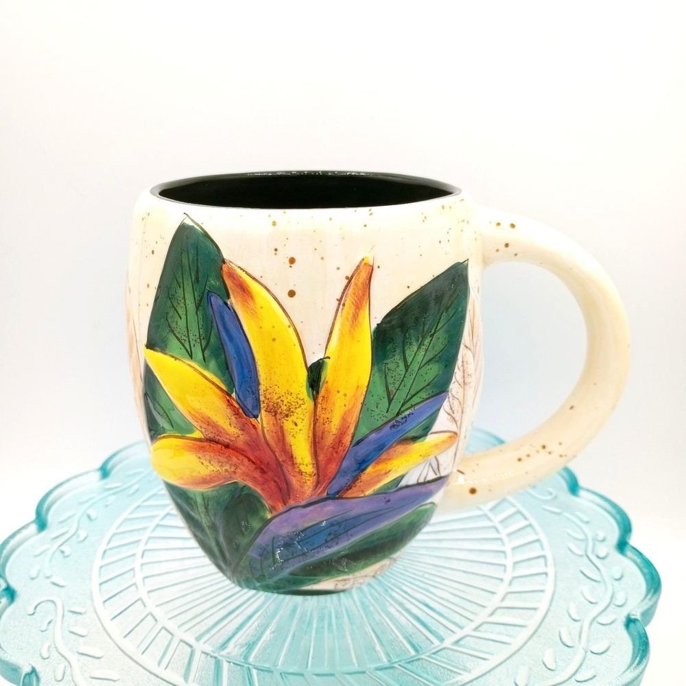 Island Plantations Hand Painted Bird of Paradise Mug Vintage